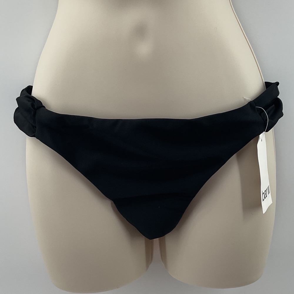 Bar III Womens Core Solids Black Knot Side Bikini Bottom MBCS21501 Small NWT